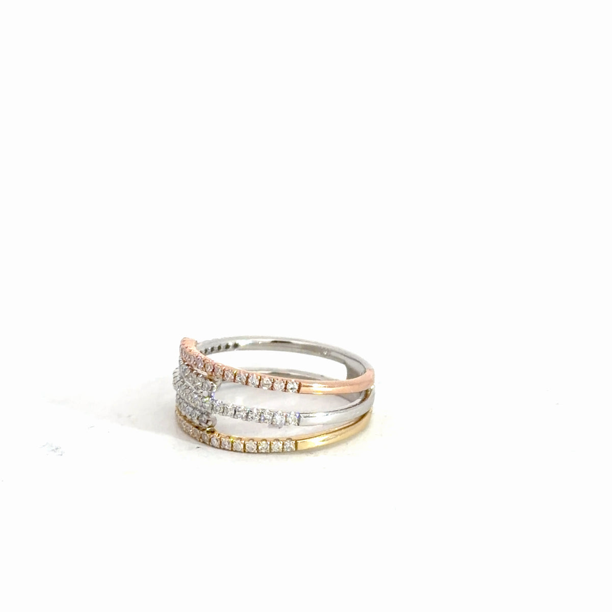 14k Yellow, White, & Rose Gold Diamond Band .48cttw
