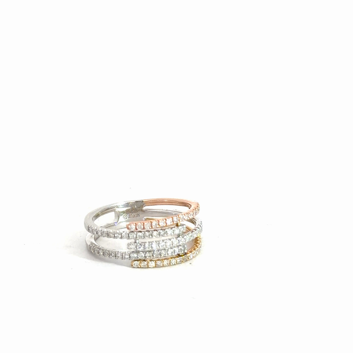 14k Yellow, White, & Rose Gold Diamond Band .48cttw