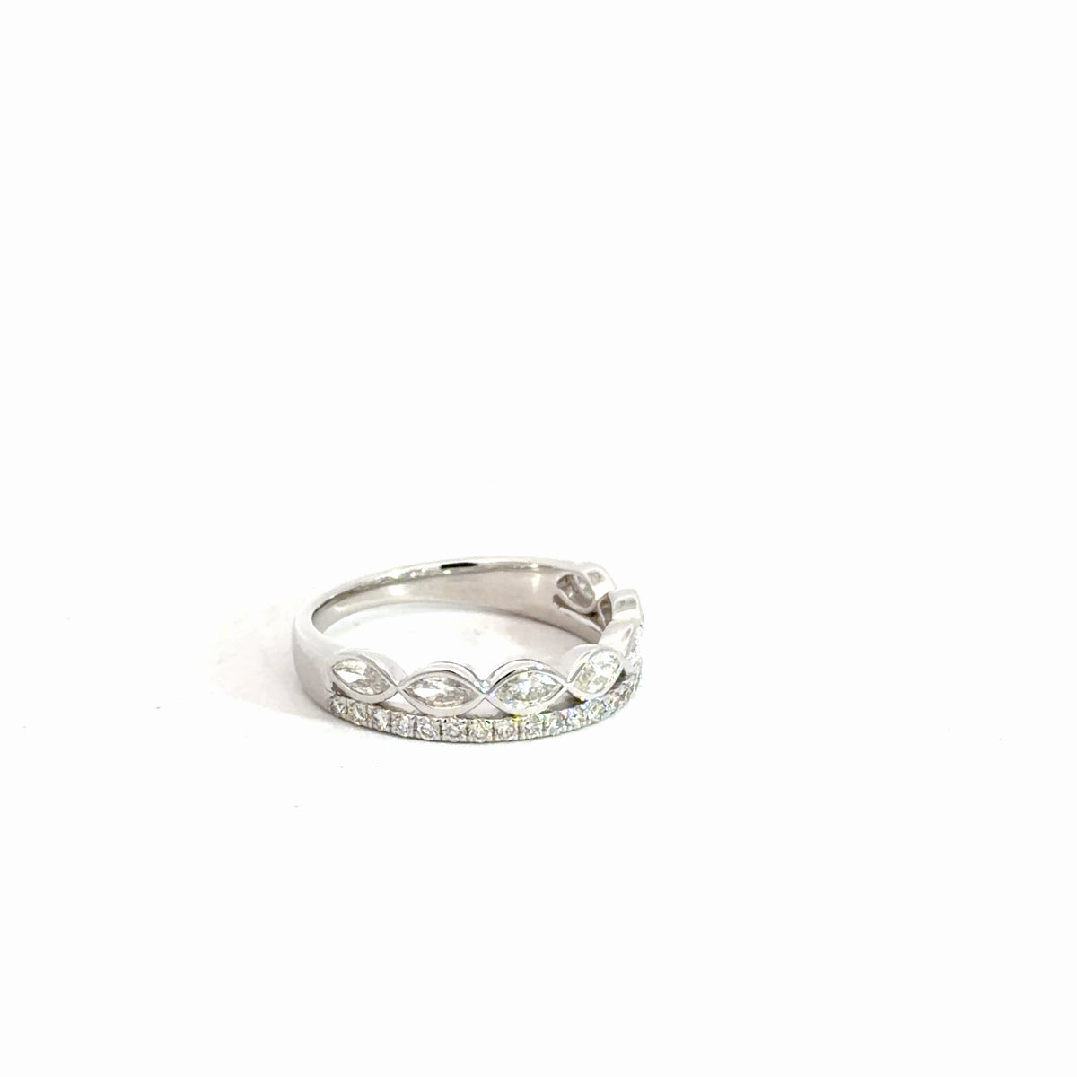 14k White Gold Diamond Double Row Band .75cttw