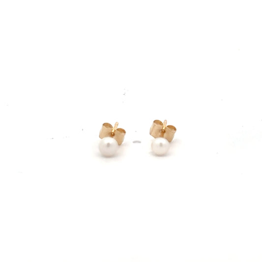 14k Yellow Gold Pearl Earrings
