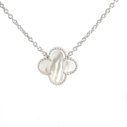 Sterling Silver Mother of Pearl Clover Pendant