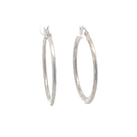 Sterling Silver Diamond Cut Hoops