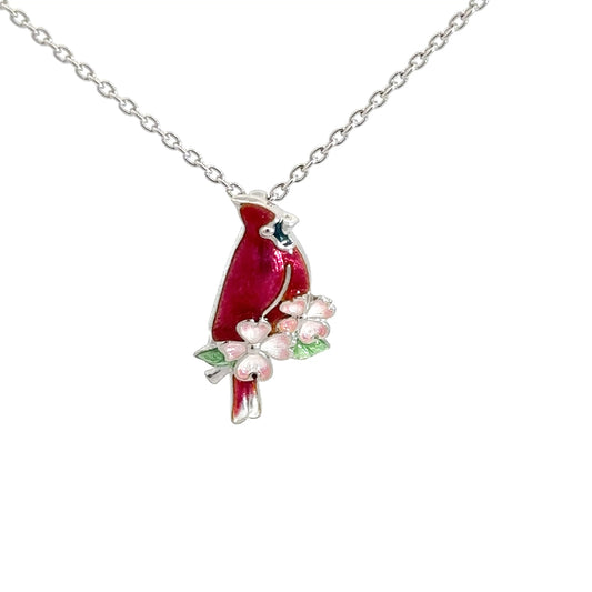 Sterling Silver Hand Enameled Cardinal