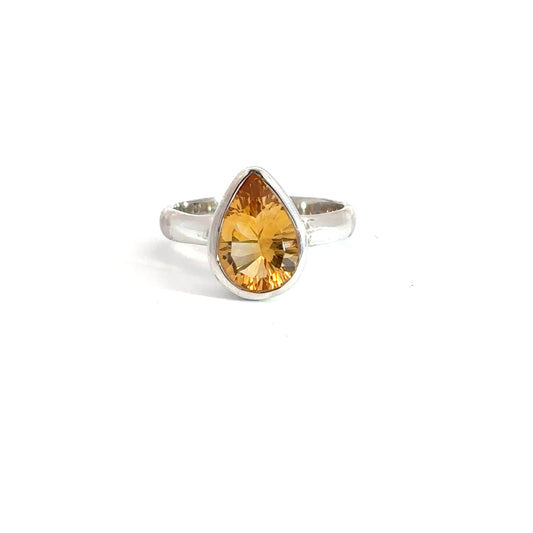Sterling Silver Pear Shaped Citrine Ring