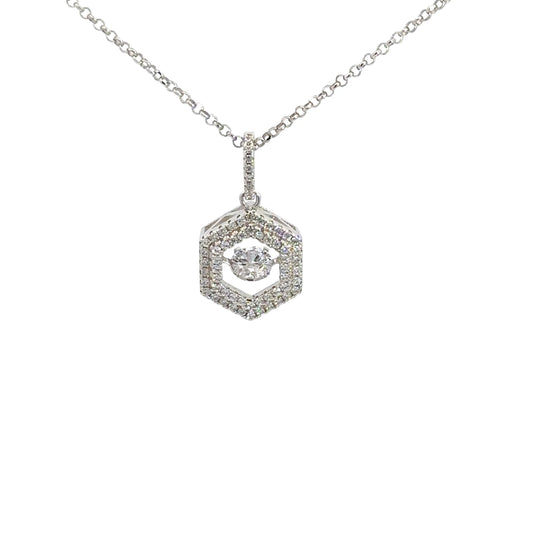 Sterling Silver Cubic Zirconia Heartbeat Pendant