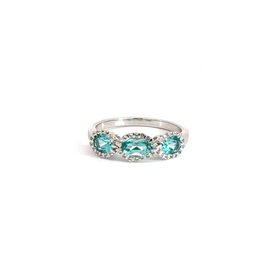 Sterling Silver Green Spinel & White Zirconia Ring