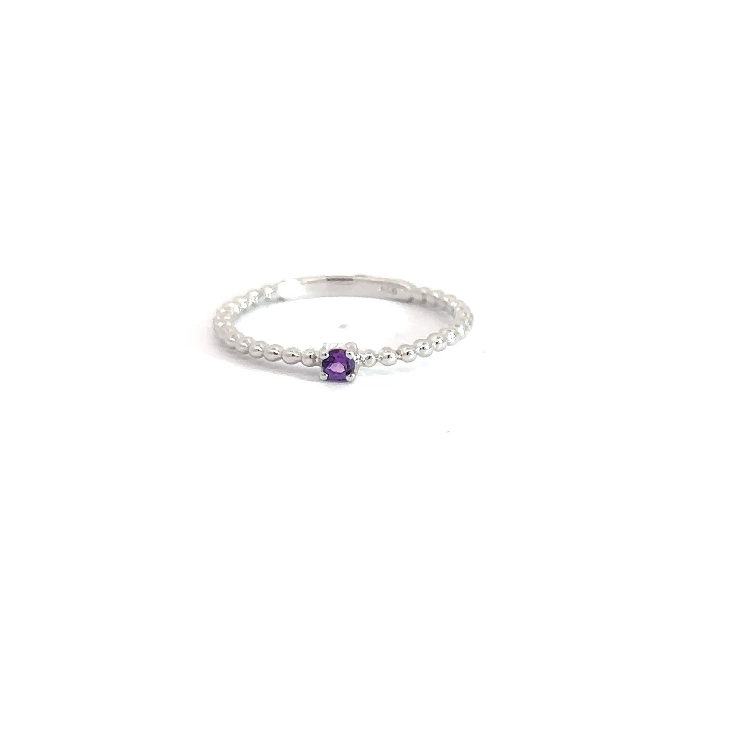 Sterling Silver Amethyst Beaded Ring
