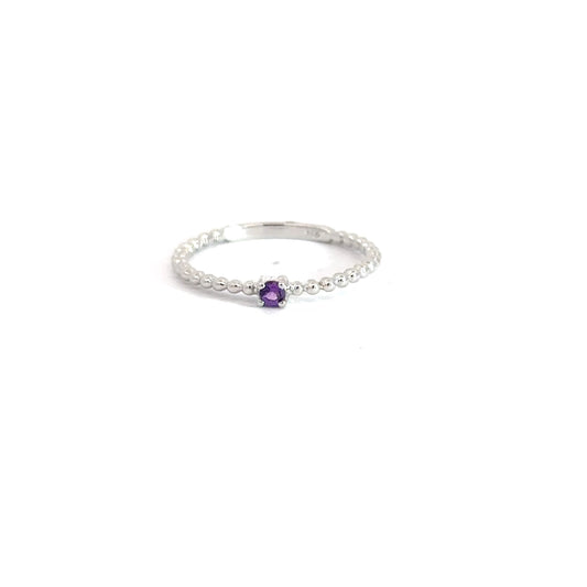Sterling Silver Amethyst Beaded Ring