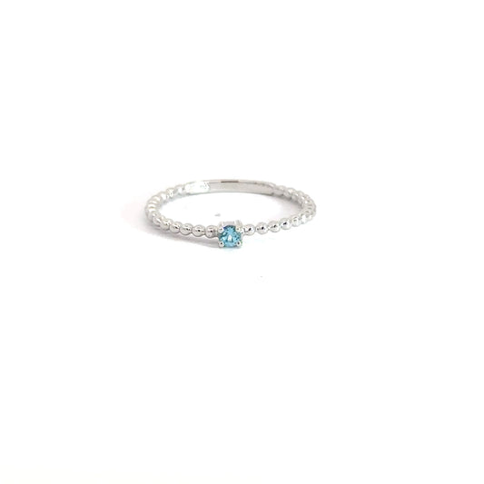 Sterling Silver Blue Topaz & Beaded Ring