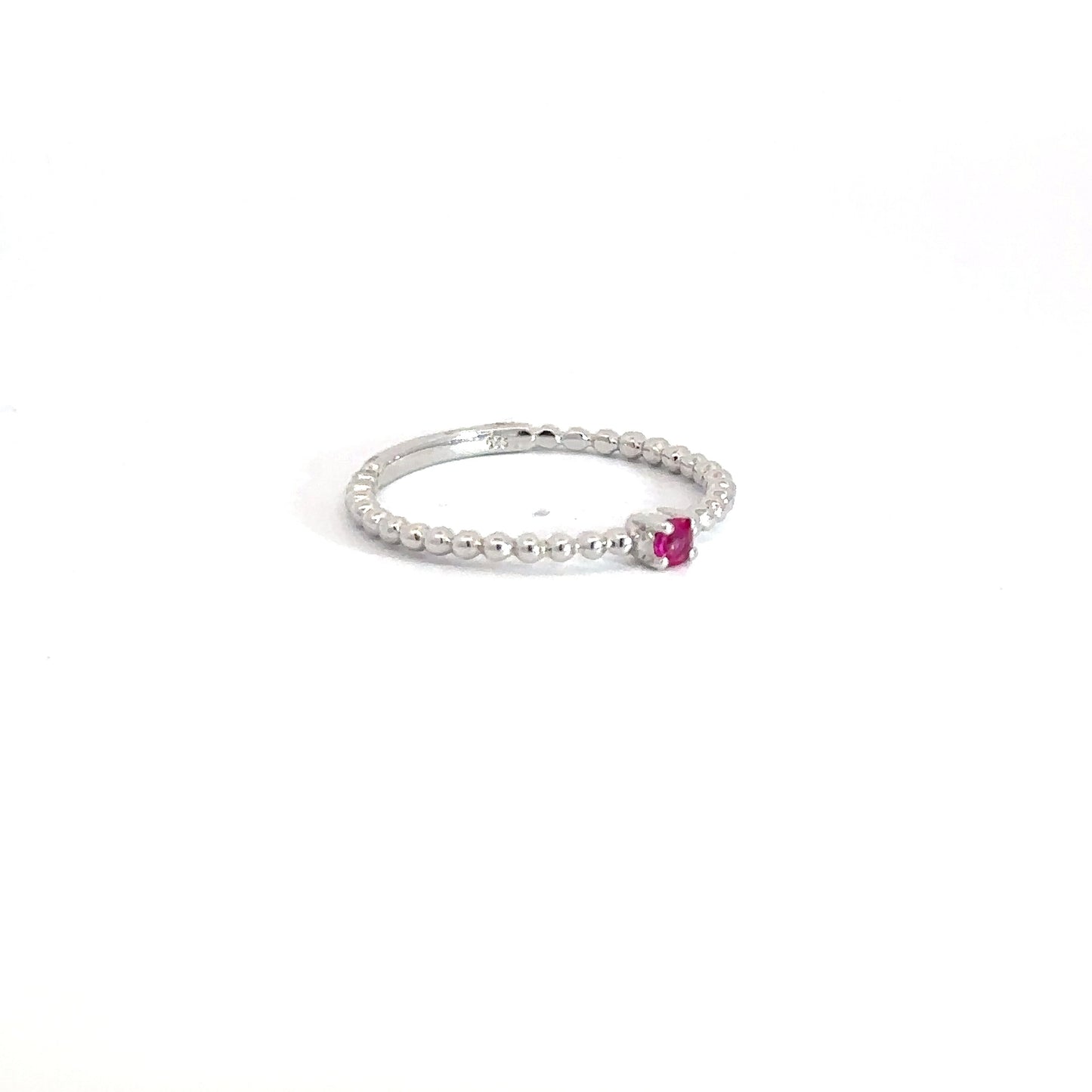 Sterling Silver Ruby Beaded Ring