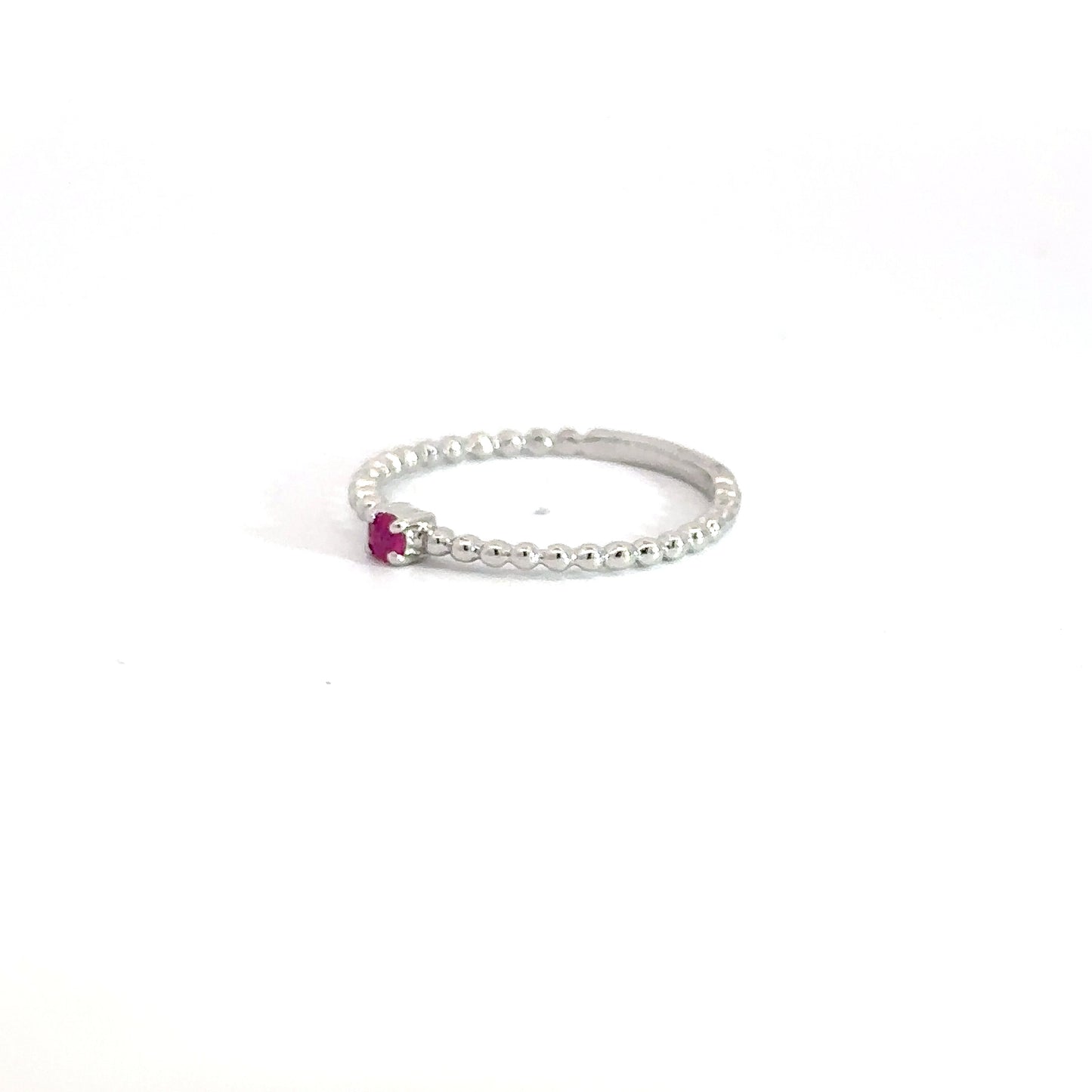 Sterling Silver Ruby Beaded Ring