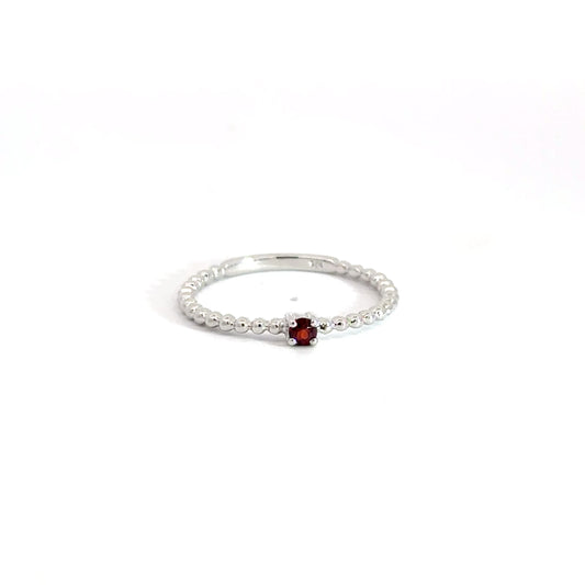 Sterling Silver Garnet Beaded Ring
