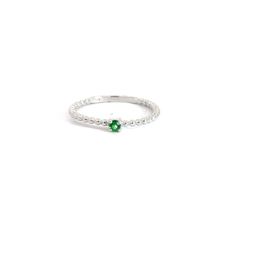 Sterling Silver Emerald Beaded Ring