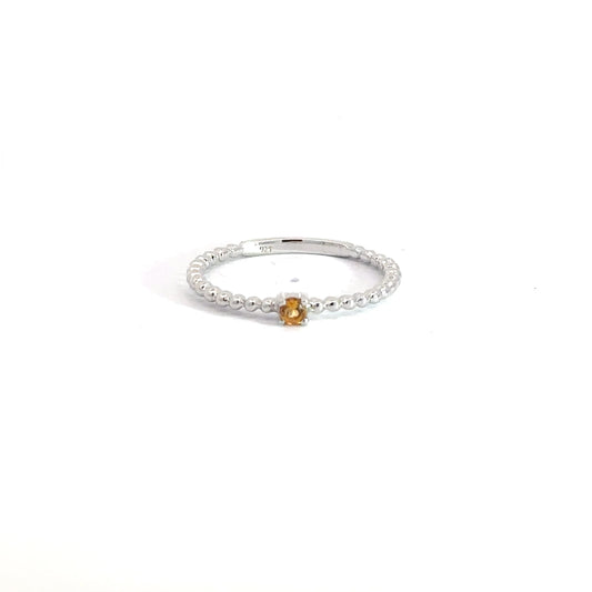 Sterling Silver Citrine Beaded Ring