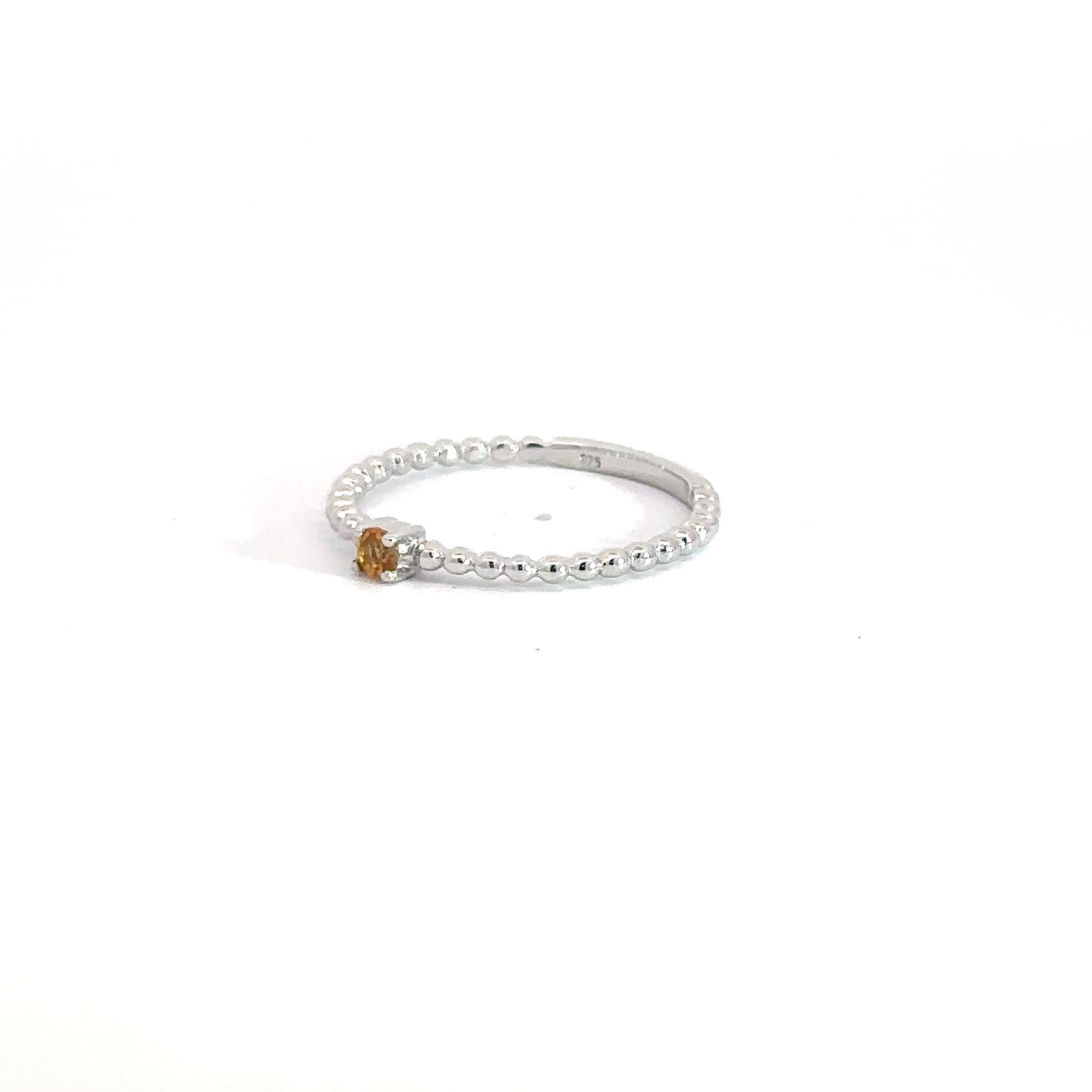 Sterling Silver Citrine Beaded Ring