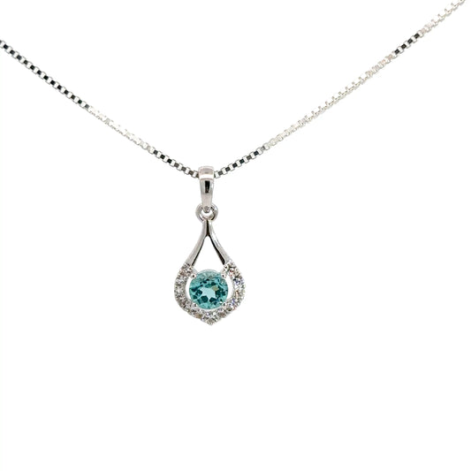 Sterling Silver Green Spinel & Cubic Zirconia Pendant