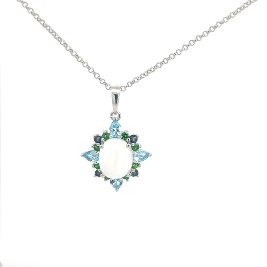 Sterling Silver Moonstone Multi-Stone Pendant