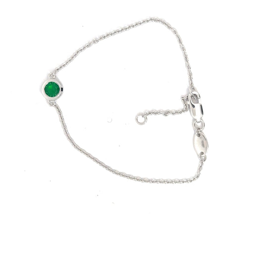 Sterling Silver Synthetic Emerald Bracelet