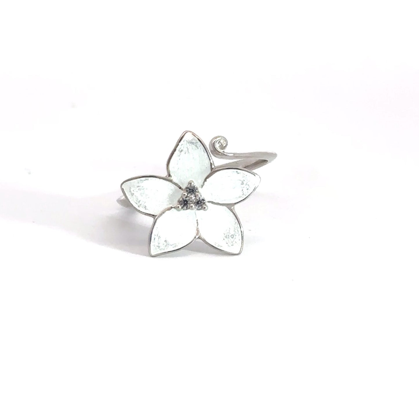 Sterling Silver Hand Enameled Flower RIng