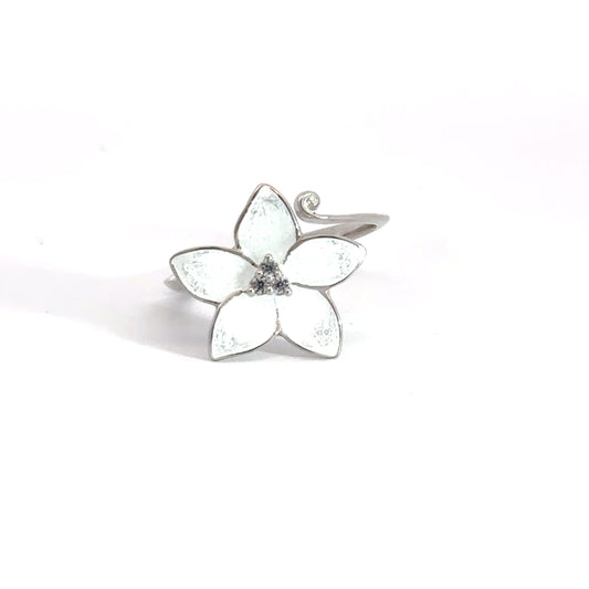 Sterling Silver Hand Enameled Flower RIng