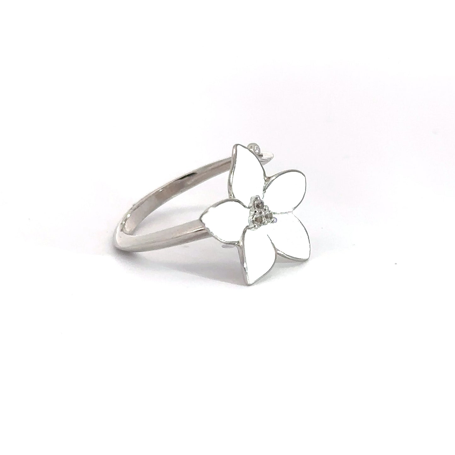 Sterling Silver Hand Enameled Flower RIng