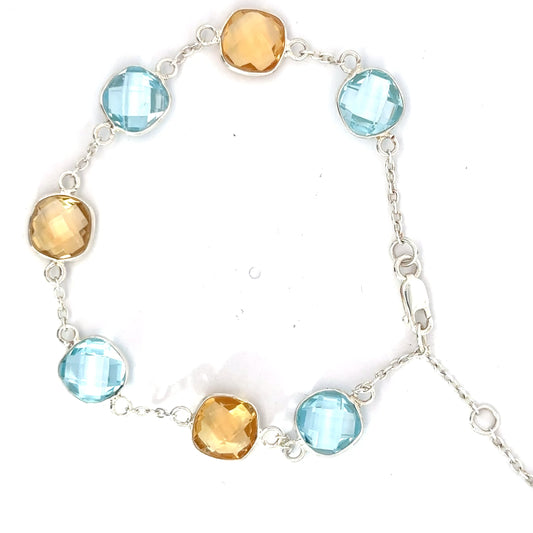 Sterling SIlver Blue Topaz/ Citrine Bracelet