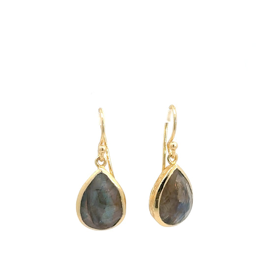 Yellow Gold Labradorite Earrings