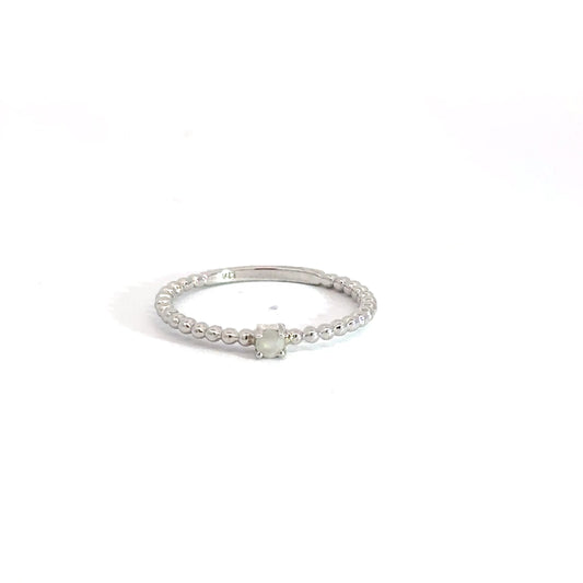 Sterling Silver Moonstone Beaded Ring