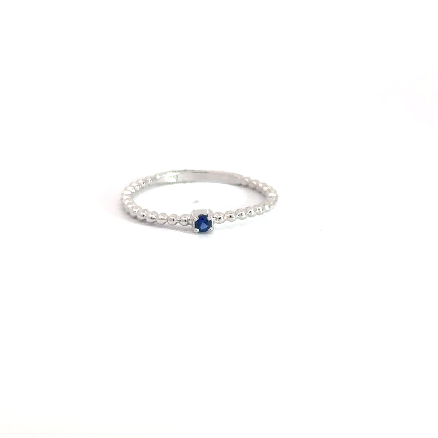 Sterling Silver Sapphire Beaded Ring
