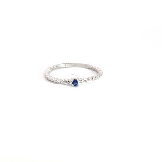 Sterling Silver Sapphire Beaded Ring