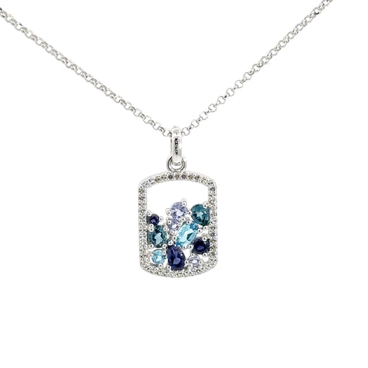 Sterling Silver Multi- Color Cubic Zirconia Pendant