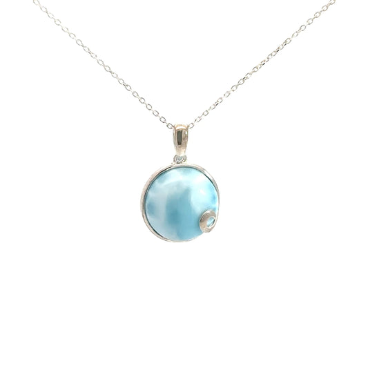 Sterling Silver Round Larimar Pendant