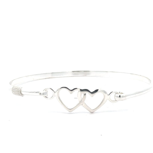 Sterling Silver Double Heart Bangle