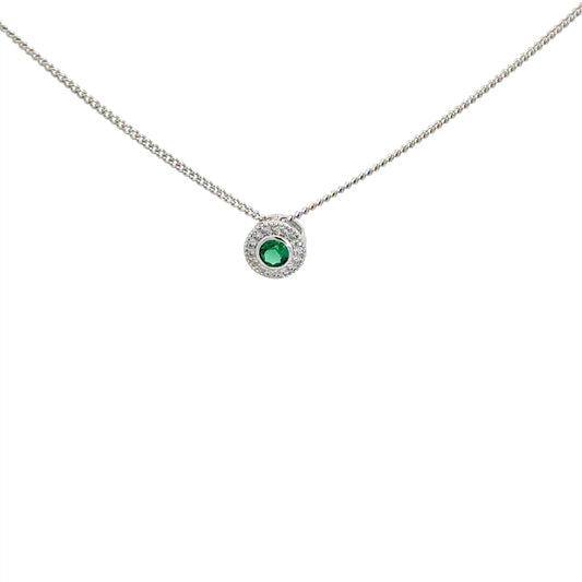 Sterling Silver Synthetic Emerald Pendant