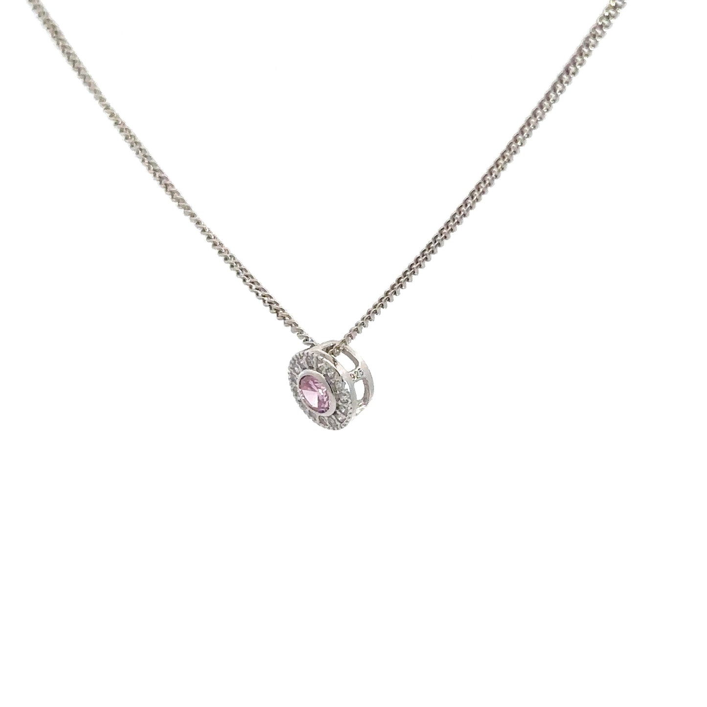 Sterling Silver Pink Cubic Zirconia Pendant