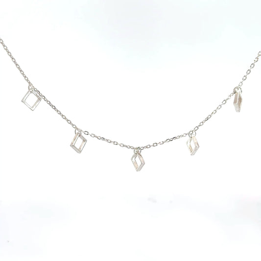 Sterling Silver Square Dangle Necklace