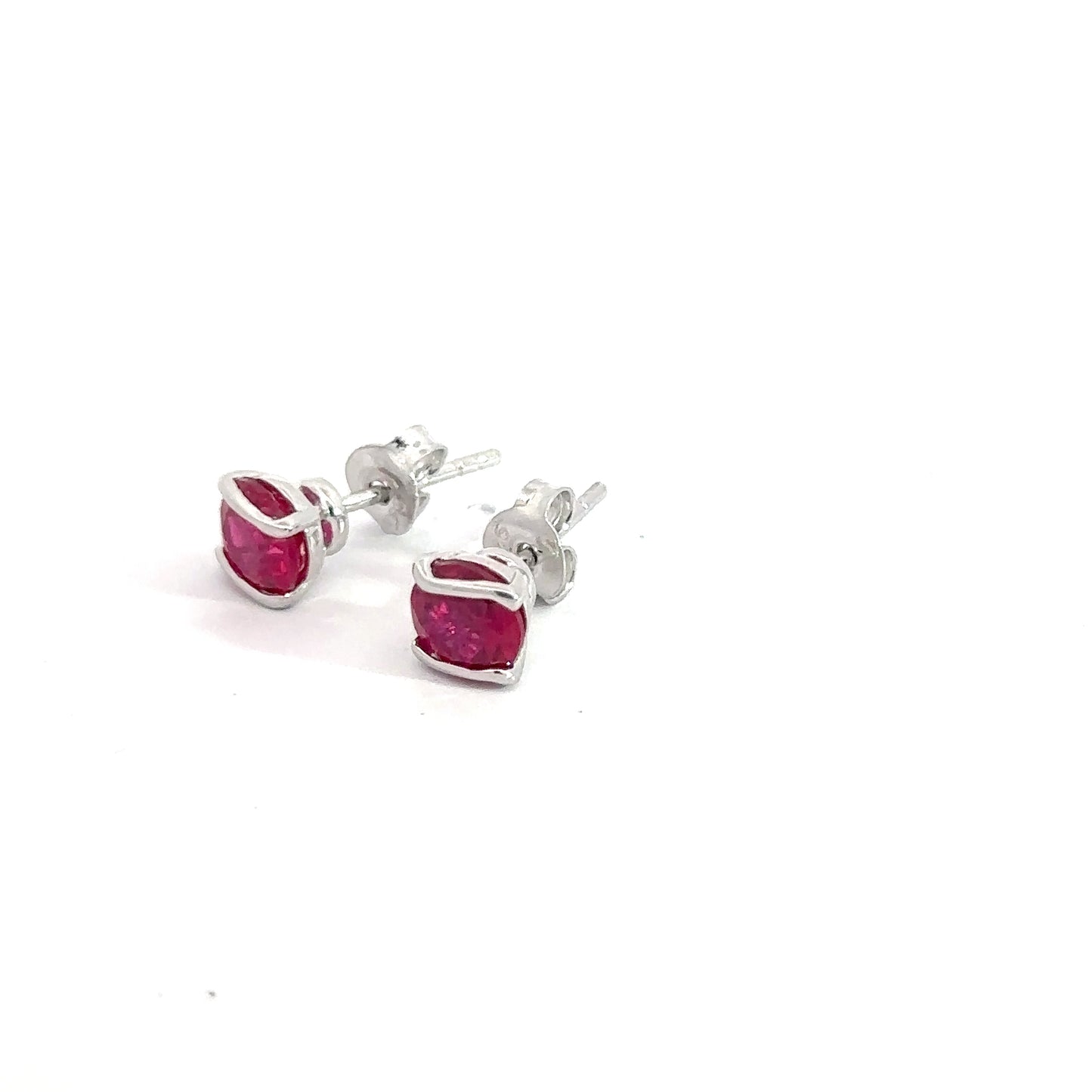 Sterling Silver Synthetic Ruby Earrings