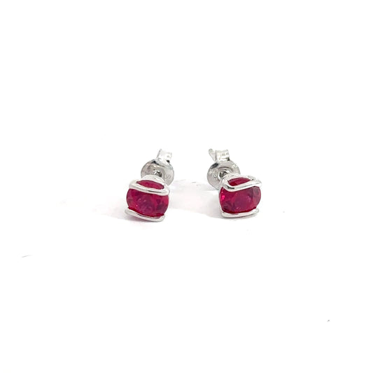 Sterling Silver Synthetic Ruby Earrings