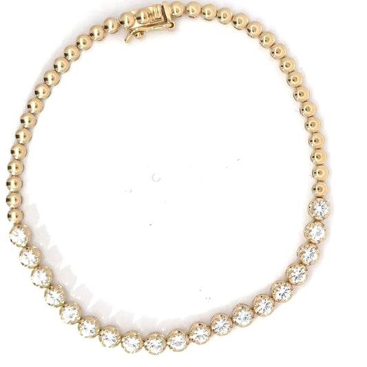 Yellow Gold Plated White Topaz & Beaded Bracelet