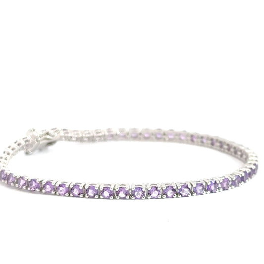 Sterling Silver Amethyst Line Bracelet