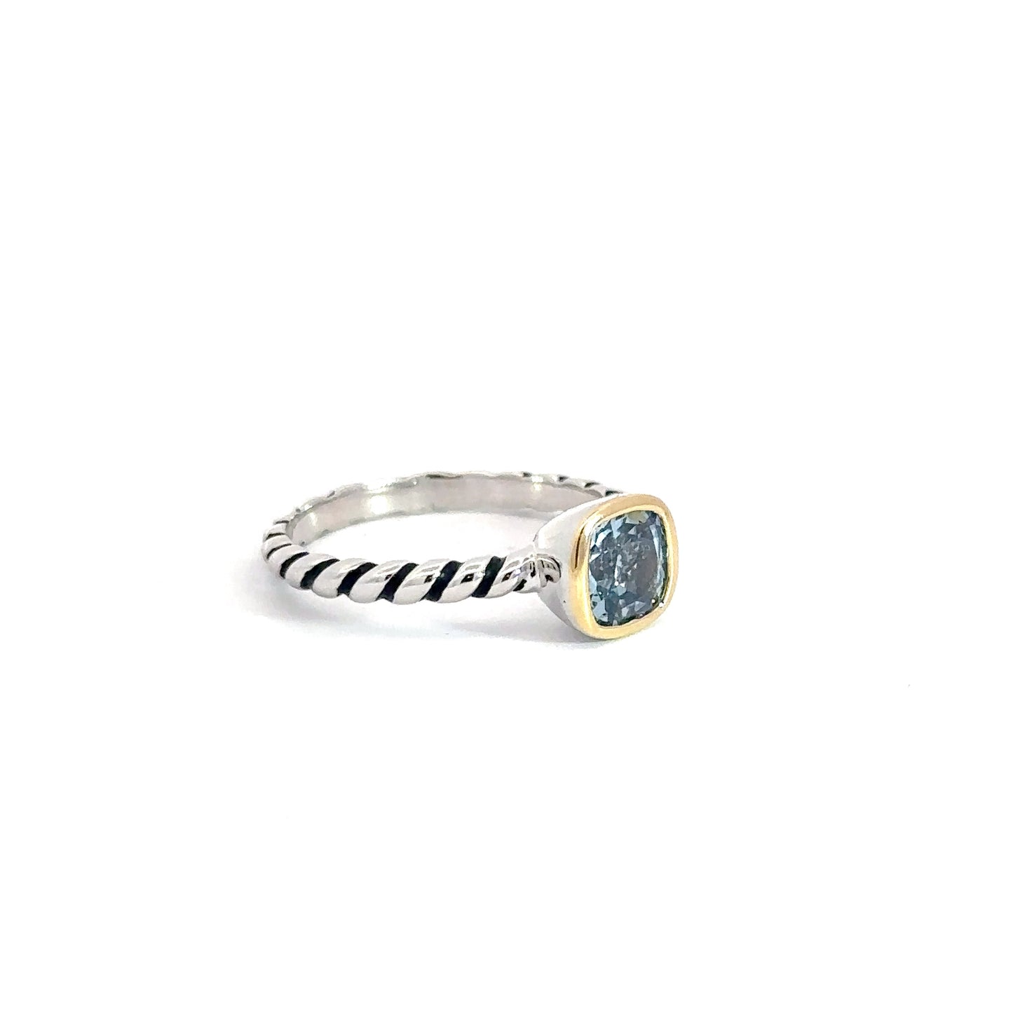 Sterling Silver& Yellow Gold Plated Aquamarine Ring