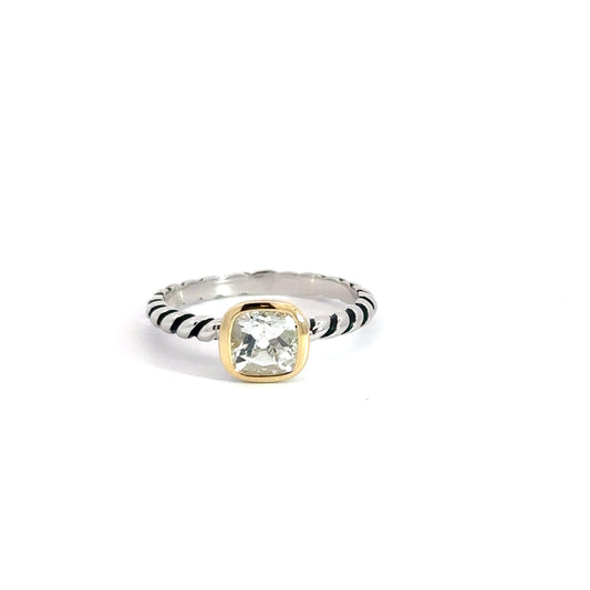 Sterling Silver & Yellow Gold Plated White Topaz Ring