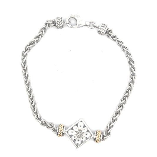 Sterling Silver& Yellow Gold Designed Bracelet