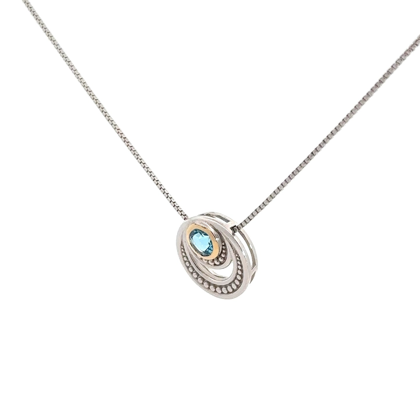 Sterling Silver 18k Yellow Gold Blue Topaz Pendant