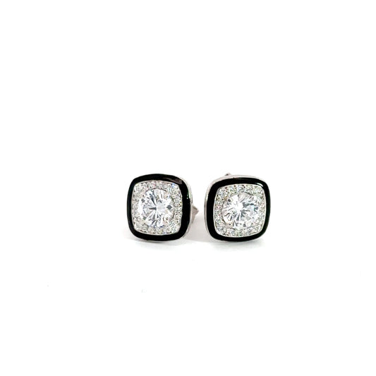 Sterling Silver Cubic Zirconia Square Earrings