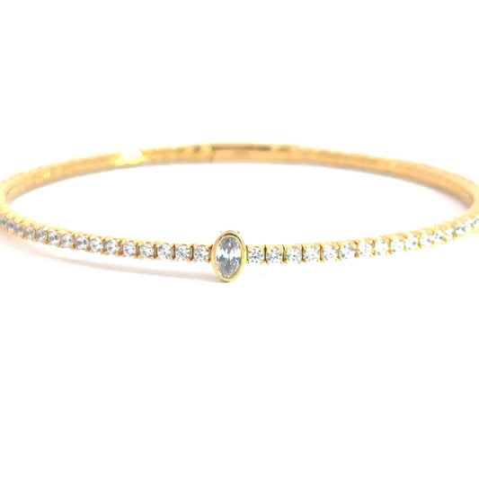 Yellow Gold Plated CZ Flex Bangle