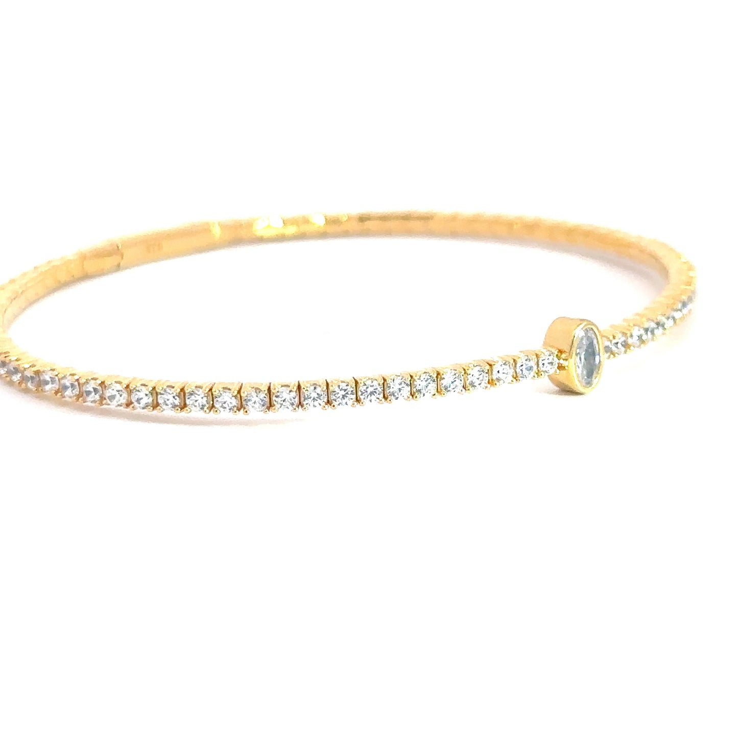 Yellow Gold Plated CZ Flex Bangle