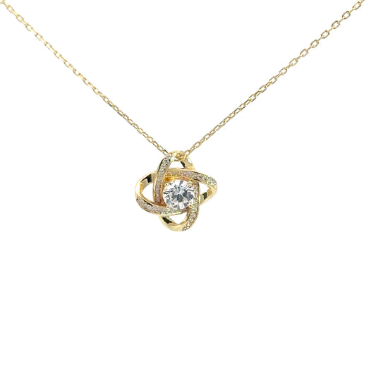 Gold Plated Cz Love Knot Necklace