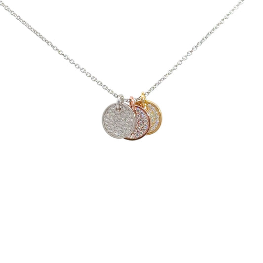 Sterling Silver Tri-Tone Disc Pendant