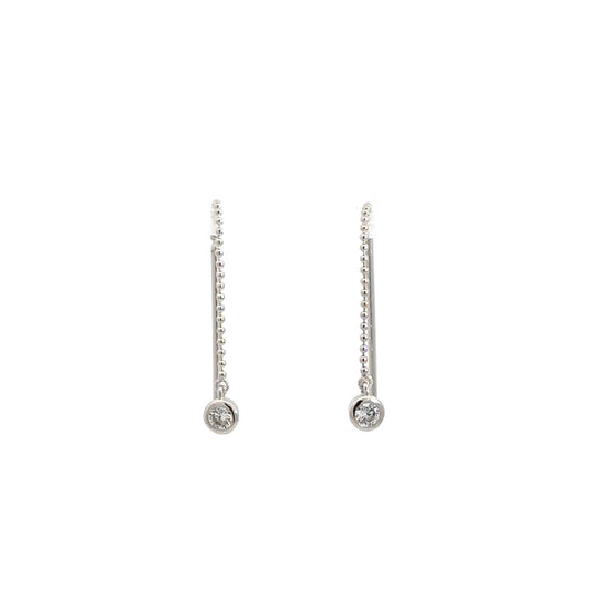 Sterling Silver Threader Simulated Diamond Earrings